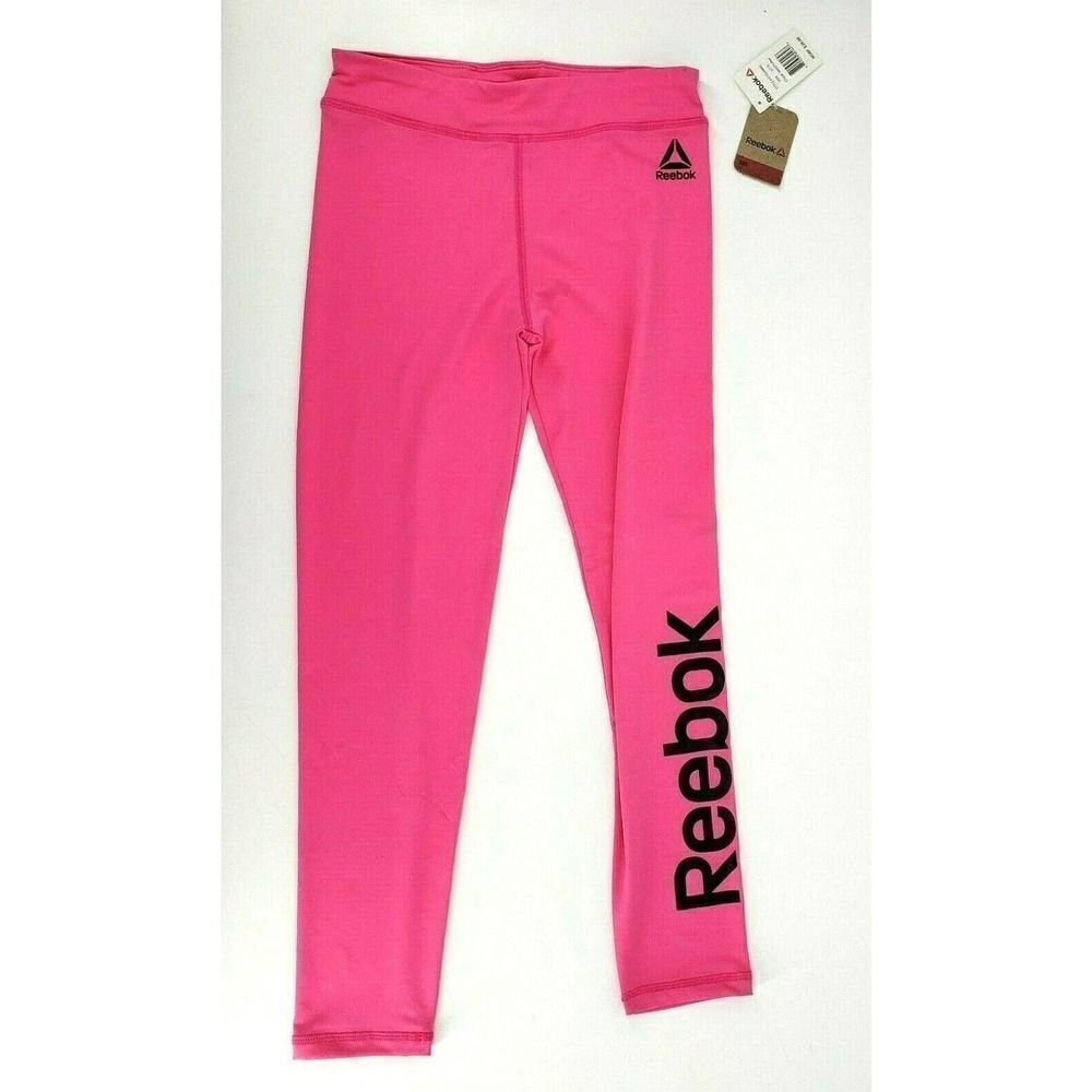NEW Reebok Girls Pink Sweatpants Size 12 Large Work Out Black‎ Spell Out Gym